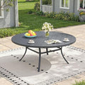 Outdoor Dining Table for 8, 63" Round Outdoor Table with Adjustable Umbrella Hole, All-Weather Metal Patio Dining Table for Lawn Garden Backyard Deck, Dark Grey by ProvideOutdoorSolutions