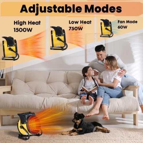 Outdoor Heaters for Patio, 1500W Electric Garage Heater, Yellow - Image 3