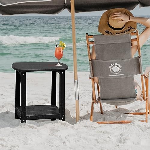 Adirondack Square Outdoor Side Table,2-Tier Storage Patio Side Table, HDPE End Tables for Backyard Pool Porch Garden Lawn - Image 2