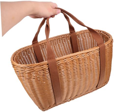 BESTonZON Capacity Woven Storage Basket Durable Imitation Rattan Picnic and Fruit Basket with Handles for Outdoor Use for Camping and Home Decor - Image 6