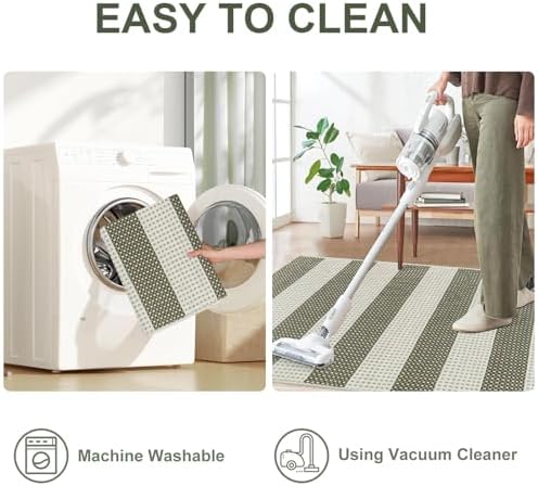 OJIA Outdoor Patio Rug 5'x7' Striped Washable Camping Rug Outdoor Carpet - Image 3