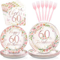 96Pcs 60th Birthday Decorations for Women, Serves 24 by Greencian