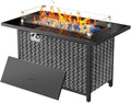 Ciays 43″ Propane Fire Pit with Glass Wind Guard, CSA-Listed 60,000 BTU Outdoor Gas Fire Pit Table, Tempered Glass Top, Glass Rocks,Lid, Adjustable Legs, Fire Table for Patio, Garden & Party, Black by Ciays