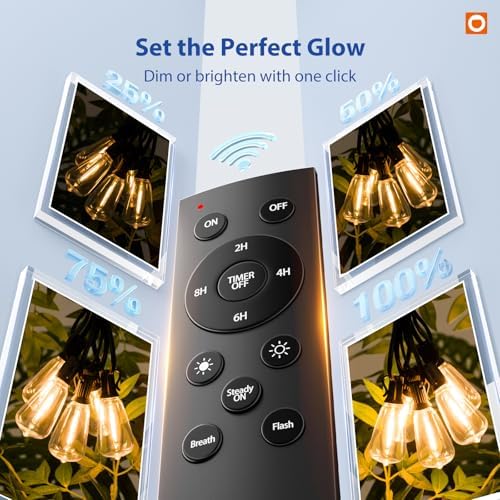 addlon 100FT(50FT*2) Outdoor String Lights ST38 LED with Remote Waterproof - Image 6