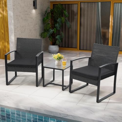 Murago 3-Piece Wicker Patio Bistro Set, Outdoor Conversation Set - Image 3