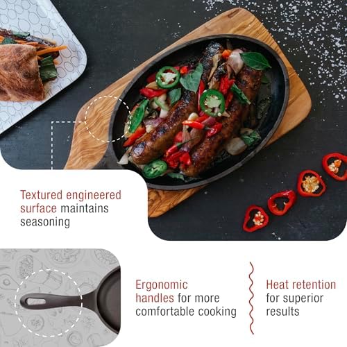 Victoria Cast Iron Fajita Skillet, Black Oval Cast Iron Serving Platter, Made in Colombia - Image 6