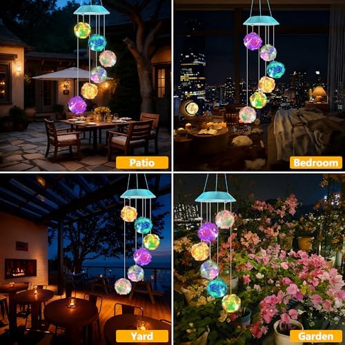 Solar Wind Chimes Outdoor,Color Changing Colorful Ball Gift for Mom Grandma - Image 5