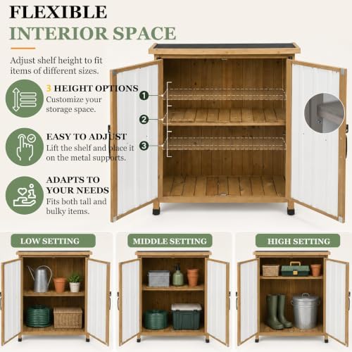 Gowoodhut Outdoor Storage Cabinet Garden Shed Box for Tools Pool Accessorie - Image 2