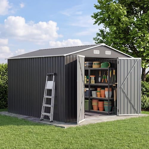 UDPATIO 10X10 FT Outdoor Storage Shed, Metal Shed for Patio&Garden,Grey by UDPATIO