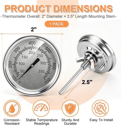 2'' Lid Temperature Gauge Parts for Chargriller Grill 5050 5650 5072 3001 - Image 4