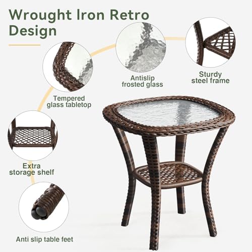 Aoxun 3 Pieces Patio Furniture Set, Patio Swivel Rocker Chairs Set of 2, Wicker Outdoor Bistro Set with Rocking Chair, Thickened Cushions and Table for Porch (Red) - Image 6
