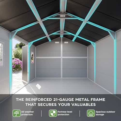 WACASA 10x12 FT Large Resin Plastic Outdoor Storage Shed with Floor - Image 5