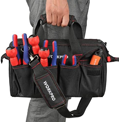 WORKPRO 14-inch Tool Bag, Multi-pocket Tool Organizer with Adjustable Shoulder Strap, W081021A , black - Image 7