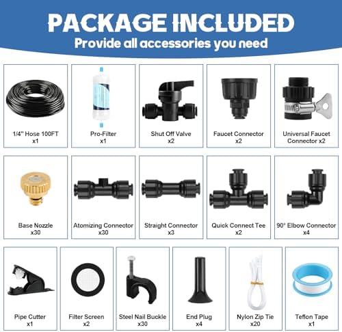 Kalolary 100FT Misters for Outside Patio with 30 Brass Mist Nozzles - Image 2