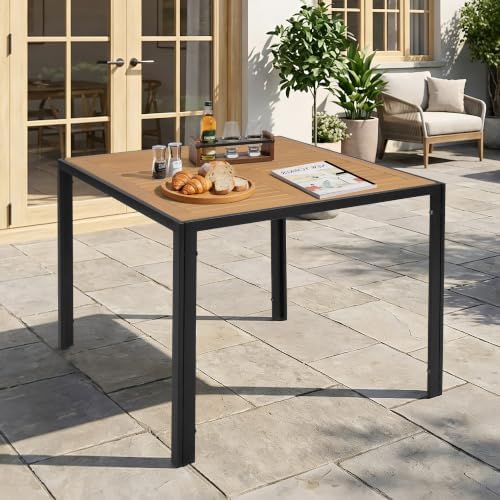 NUU GARDEN Outdoor Square Dining Table for 4 with Acacia Wood Top - Image 4