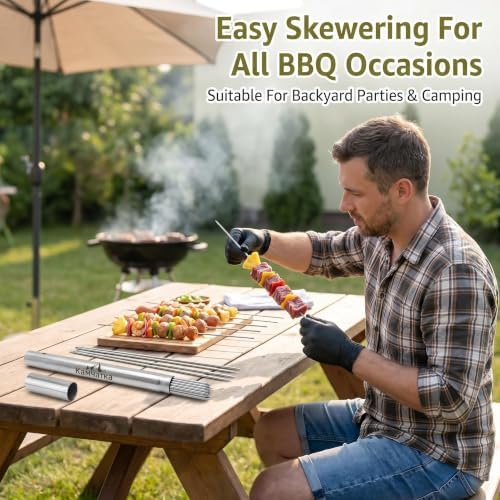 Kabob Skewers,13.5 Inch 304 Stainless Steel Round Sticks,30 Pack - Image 6