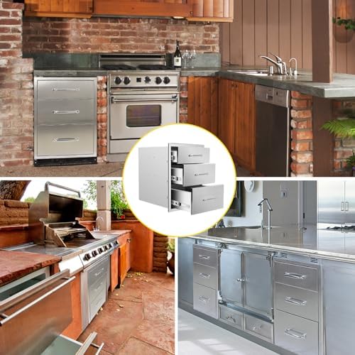 Outdoor Kitchen Drawers 18''Wx 23''H x 23''D Triple BBQ Drawers Stainless Steel Built-in Drawer for Outdoor Kitchen Island, Patio Grill Station - Image 6