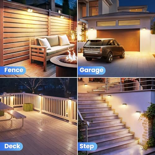 [4 Packs] Solar Motion Sensor Outdoor Lights, Super Bright Solar Lights Outdoor Waterproof, 3 Lighting Modes Security Wall Light for Outside Walking Dog Fence Backyard Deck Garden Door Step Garage - Image 2