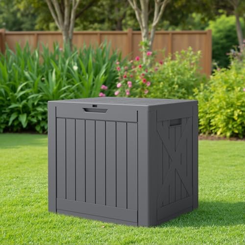 JUMMICO 42 Gallon Resin Deck Box Waterproof Outdoor Storage Box - Image 6