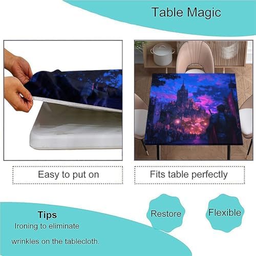 Tablecloth Square, Medieval Fantasy Pattern Printed on Washable Card Table Covers Fitted Square, Suitable for Home Dining Camping BBQ, Fit for 60" x 60" Square Tables - Image 3