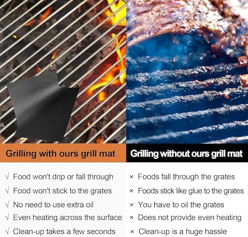 UBeesize 7-Pack Black Grill Mats, Non-Stick Reusable BBQ Grilling Cook Mats - Image 3