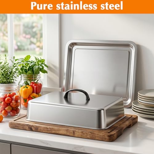 2 Pcs Griddle Dome Stainless Steel Basting Cover Cheese Melting Dome Steaming Cover Lid Commercial Grade 13x11.1x2.6 in Flat Top Grill Accessories for Indoor Outdoor Cooking - Image 6