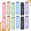 YDYTOP Reusable Travel Utensils Set with Case, 12 Sets Wheat Straw Portable Knife Fork Spoons Cutlery, Eco-Friendly BPA Free Plastic Tableware for Kids Adults School Lunch Party Picnic and Camping by YDYTOP