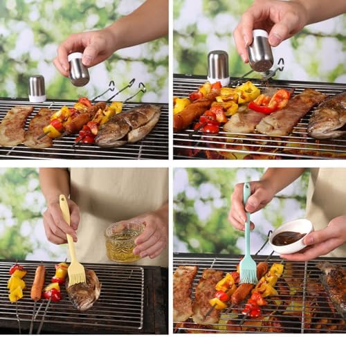 BBQ Grill Tool Set BBQ Grilling Accessories Set 8PC Barbecue Grill Tools Utensils Set for Outdoor with Spatula, Fork, Brush, Tongs, Seasoning Bottle Grilling Gifts for Men Dad - Image 5