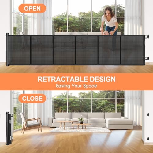 EZIGO 120 Inch Retractable Baby Gates Extra Wide Reinforced Baby Dog Gate - Image 6