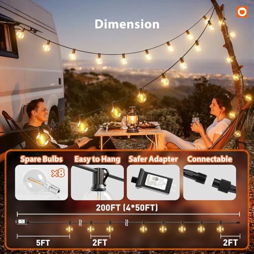 addlon Outdoor String Lights 200FT G40 with Remote 108 LED Waterproof Bulbs - Image 5