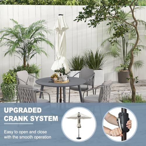EliteShade USA 10-Year-Non-Fading 10ft Market Patio Umbrella, Commercial Grade Table Sun Umbrella with 80 Solar LED Lights, Crank Open, Windproof & UPF 50+ UV Protection for Garden, Deck, Pool, Backyard, No Tilt, White - Image 4