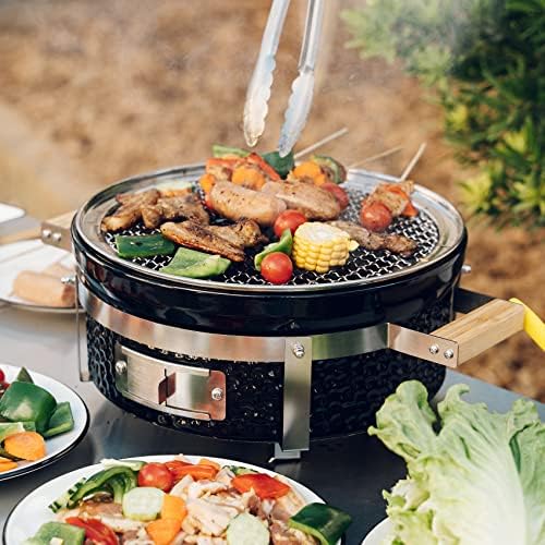 ONLYFIRE GRILLS 14”Ceramic Hibachi Charcoal Grill with Grid Lifter, GS305 - Image 6
