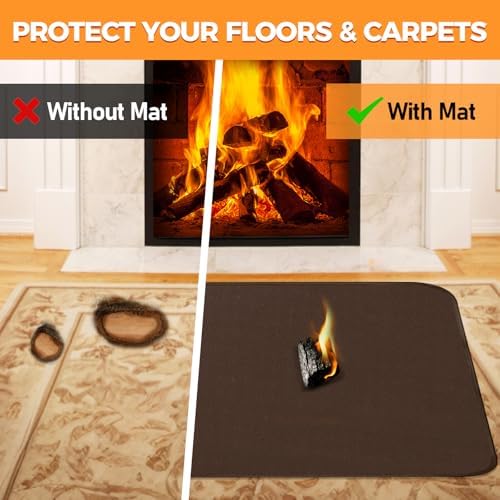 Fireproof Fireplace Rug for Home Protection, 4' x 2'8'' x 0.04'', Brown - Image 5