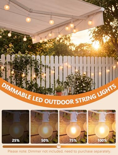 GOOTHY Outdoor LED String Lights, 50Ft with 52 Frosted White LED Globe Bulbs, Waterproof for Indoor/Outdoor Use, Perfect for Garden, Bistro, Pergola, Tents & Decorations, White - Image 4
