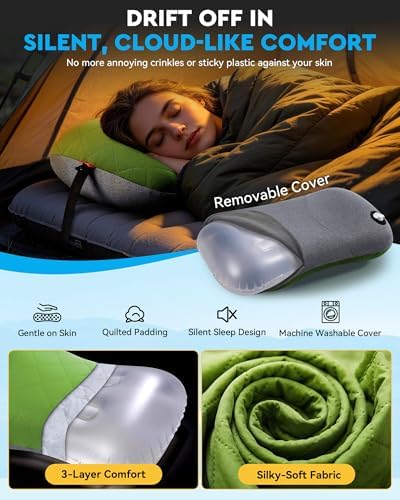 Hikenture Camping Pillow with Removable Cover, Ultralight Inflatable Pillow - Image 4