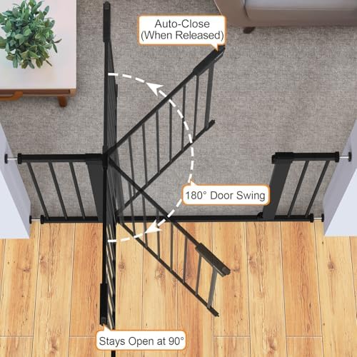 Cumbor 36" Extra Tall Baby Gate, 30-46" Dog Gate Indoor Black - Image 2