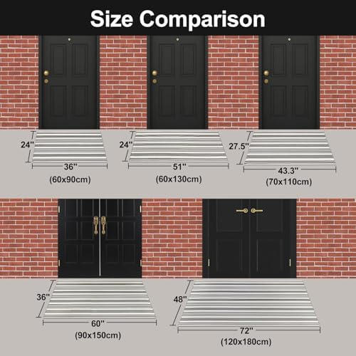 Halloween Door Mat 27.5"x43" Black and White Striped Outdoor Porch Rugs - Image 2