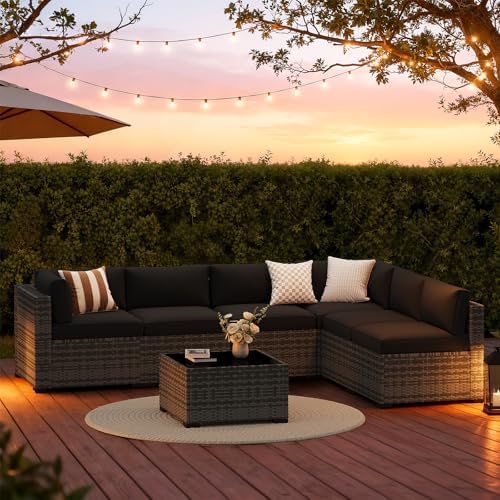 7-Piece Patio Furniture Set, Wicker Outdoor Furniture with Thick Cushions - Image 3