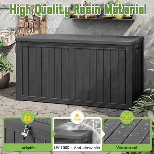 Outdoor Storage Waterproof Deck Box for Patio (160 Gallon, Black) - Image 3