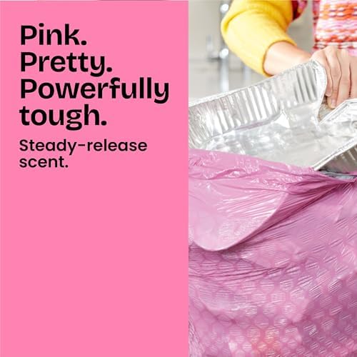 Glad ForceFlex MaxStrength Tall Kitchen Trash Bags, Rip and Tear Resistant, Cherry Blossoms Scented Pink Tall Garbage Bags, Odor Control, Febreze Freshness, 13 Gallon, 90 Count - Image 2