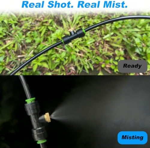 Misting Cooling System, 62FT (19M) Misting Line + 21 Brass Mist Nozzles + Water Filter + Brass Adapter(3/4") Outdoor Mister for Patio Garden Greenhouse Trampoline Coop (Green) - Image 5