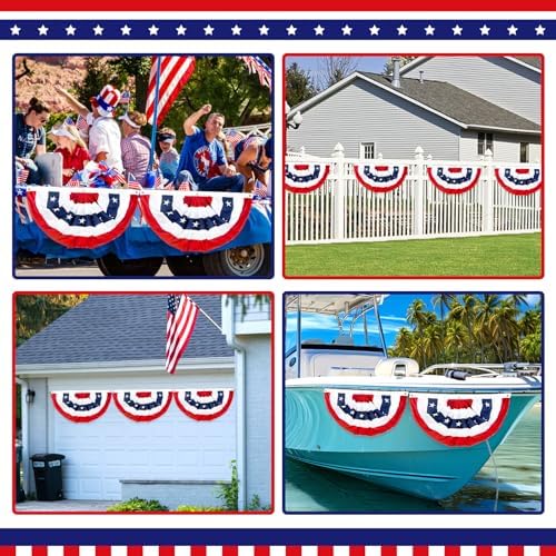 2x4 Ft American Bunting Flags Outdoor, USA Pleated Fan Flag for Outside, 4th of July Decorations Memorial Day Patriotic Flags Bunting Outdoor Indoor Decor (Set of 3) - Image 6