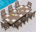SERWALL 9Pcs 84" HDPE Outdoor Dining Set for 8 with Armless Chairs,Brown by SERWALL