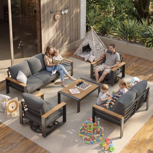 Aoxun Aluminum Patio Furniture Set with Swivel and Rocking Chairs - Image 2