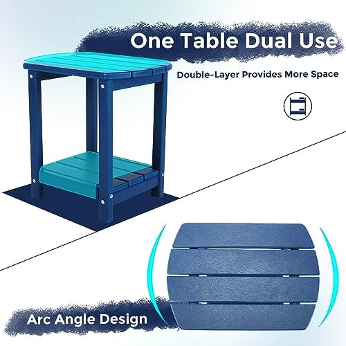 Adirondack Square Outdoor Side Table,2-Tier Storage Patio Side Table, HDPE End Tables for Backyard Pool Porch Garden Lawn (Pack of 2) - Image 5