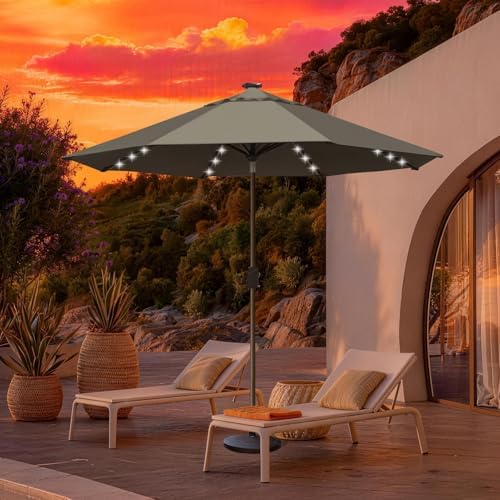 EliteShade USA 10-Year-Non-Fading 10ft Market Patio Umbrella, Commercial Grade Table Sun Umbrella with 80 Solar LED Lights, Crank Open, Windproof & UPF 50+ UV Protection for Garden, Deck, Pool, Backyard, Taupe - Image 3