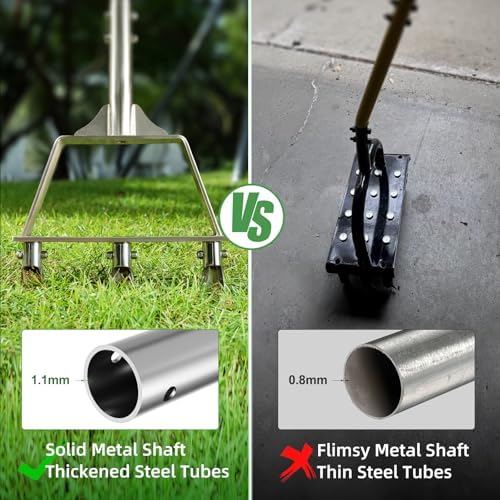 Manual Lawn Core Aerator for Compacted Soil with Non-Clogging Hollow Tines - Image 5