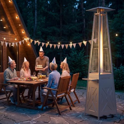 Garvee 42,000 BTU Propane Pyramid Patio Heater, Silver, Stainless Steel - Image 4