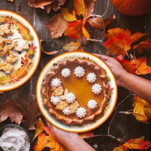 20 Pcs Happy Thanksgiving Party Disposable Paper Plates Fall Themed 9 Inch Round Dinner Plates for Autumn Party Decorations (Autumn Harvest Crops) - Image 4