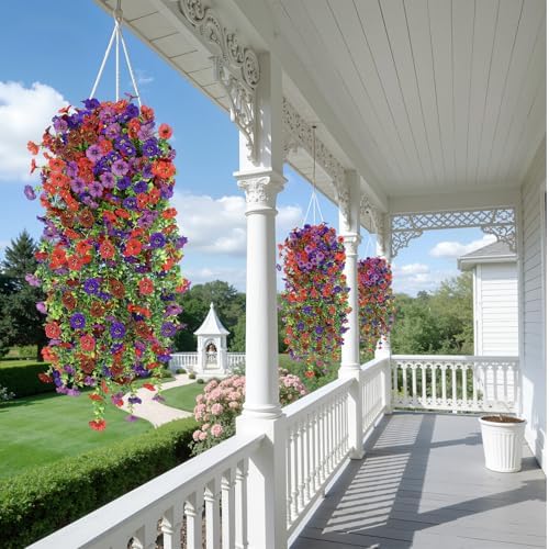 Alupssuc 4PCS Artificial Hanging Flowers UV Resistant Silk Daisy, 4 Colors - Image 5